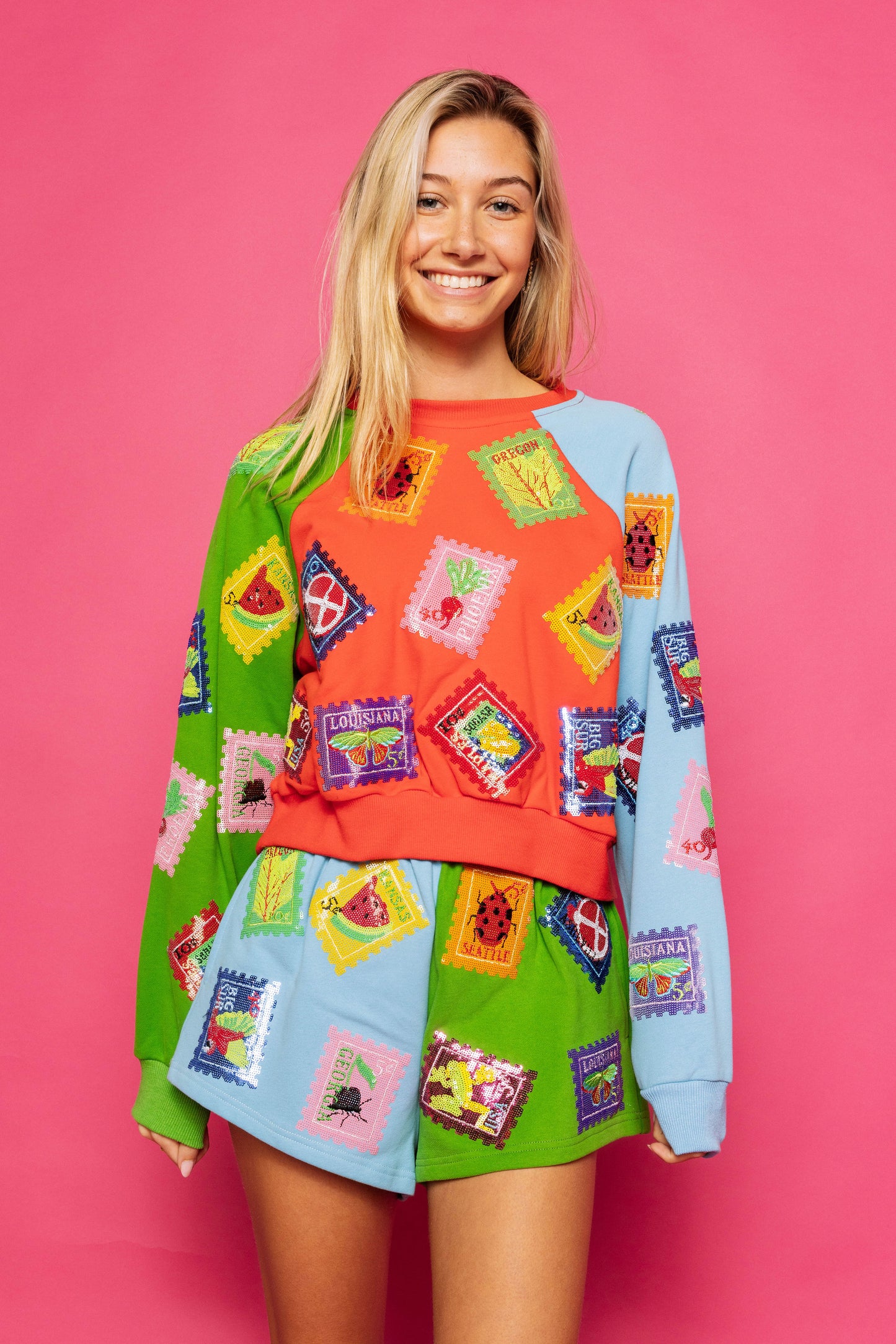 Queen of Sparkles Colorblock Multi Stamp Shorts