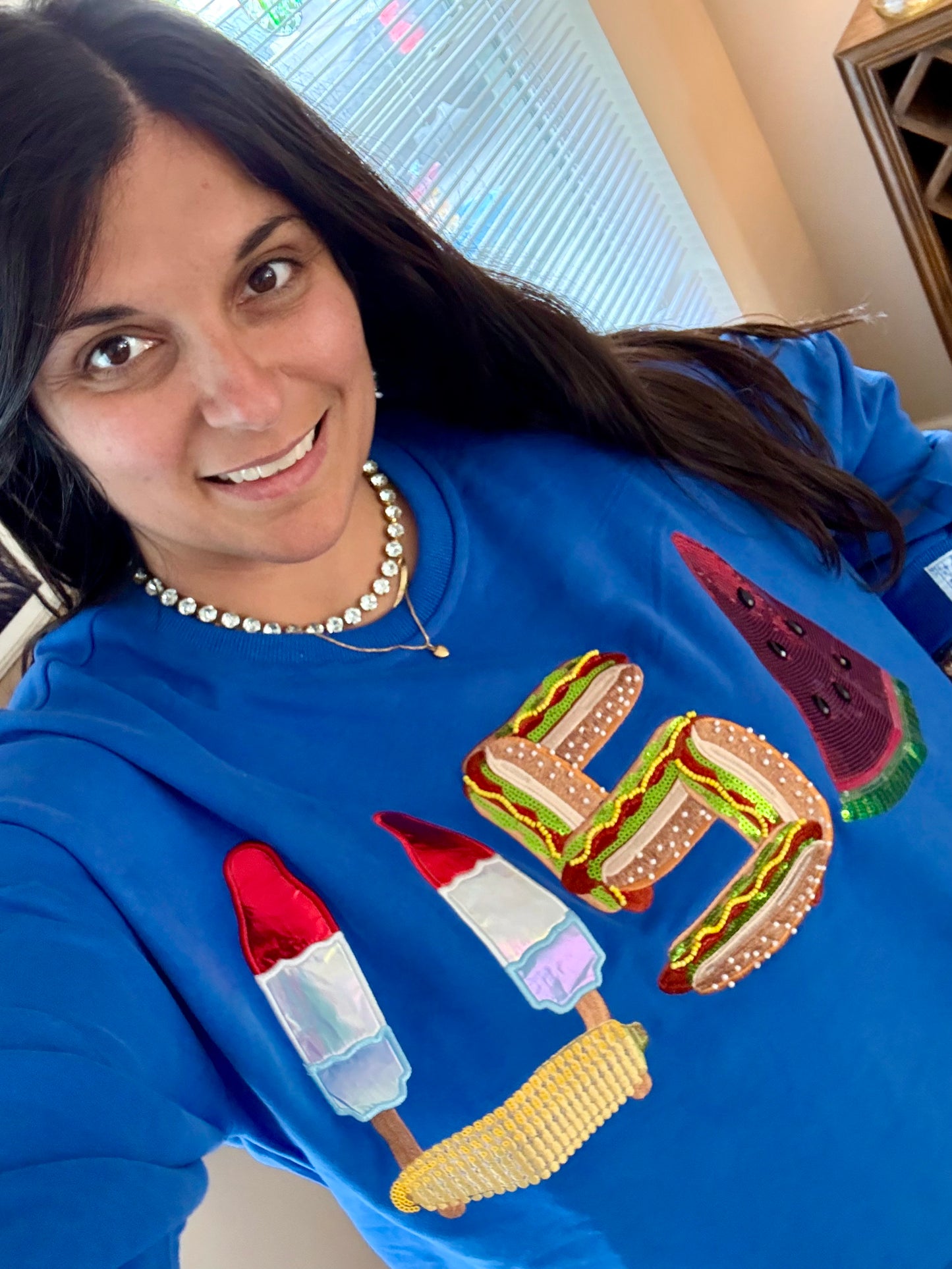 Queen of Sparkles Royal Blue 'Usa' Icon Mock Neck Sweatshirt