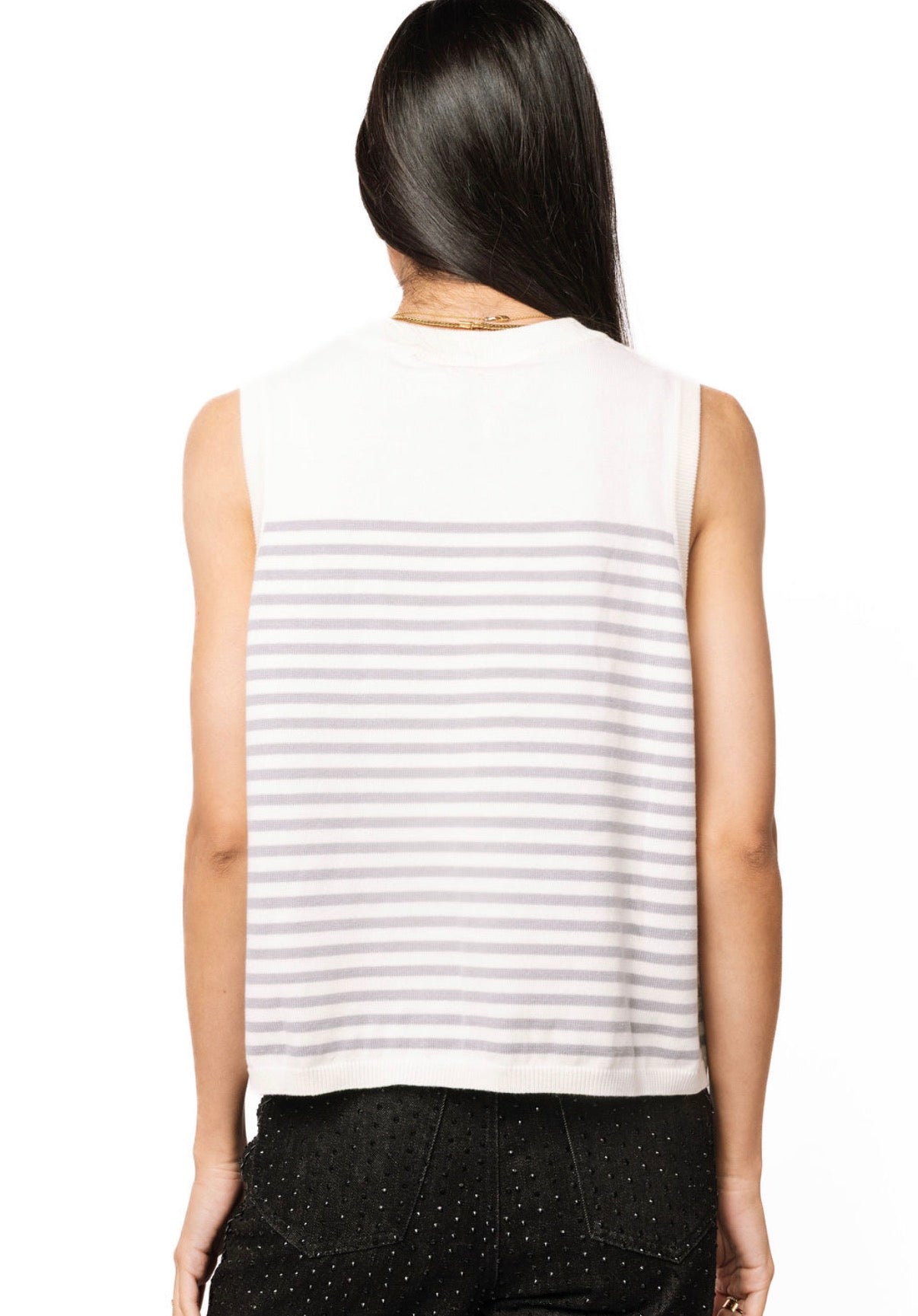 Queen of Sparkles Licensed White & Grey Striped Diet Coke Can Knit Tank