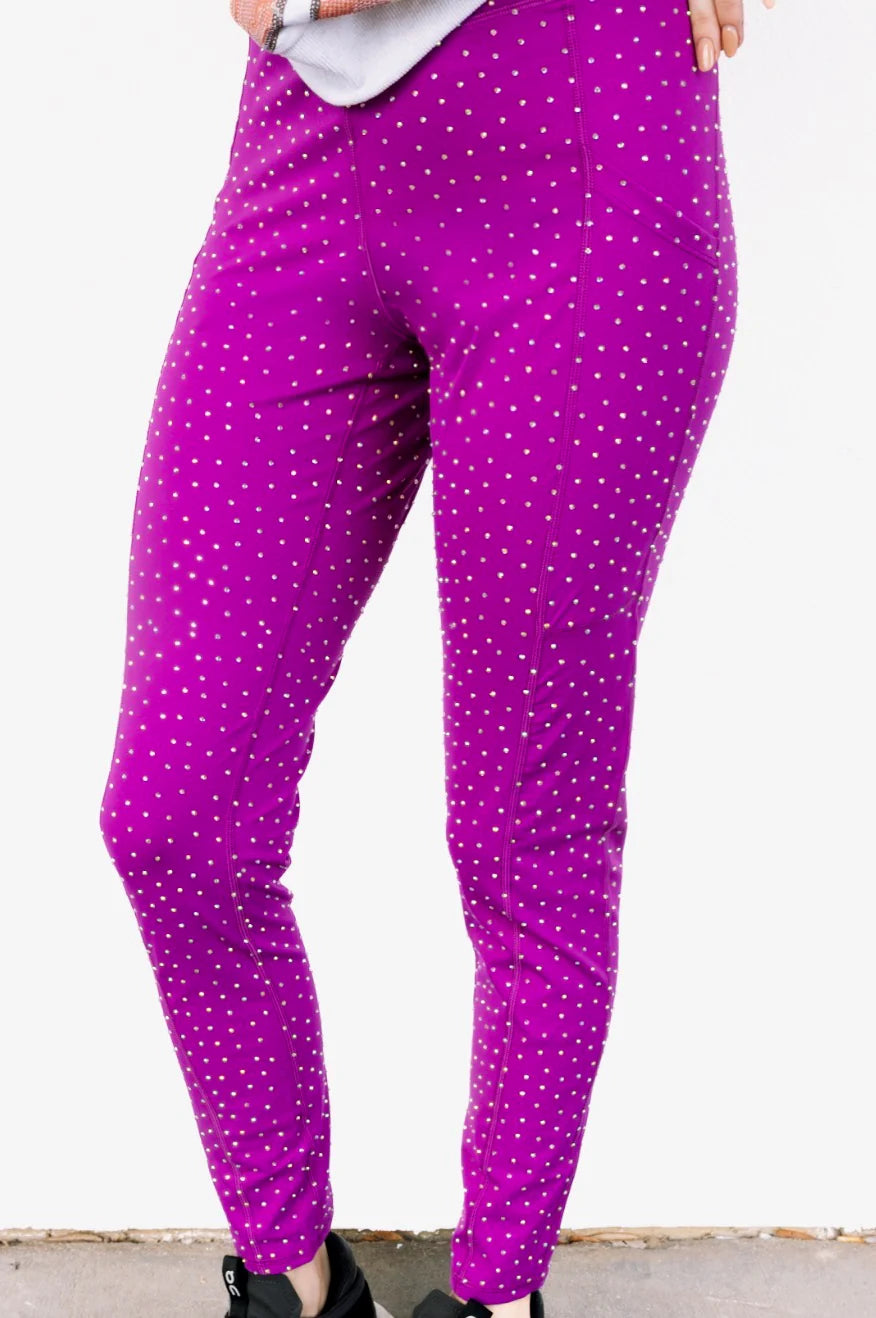 Queen of Sparkles Purple Rhinestone Leggings