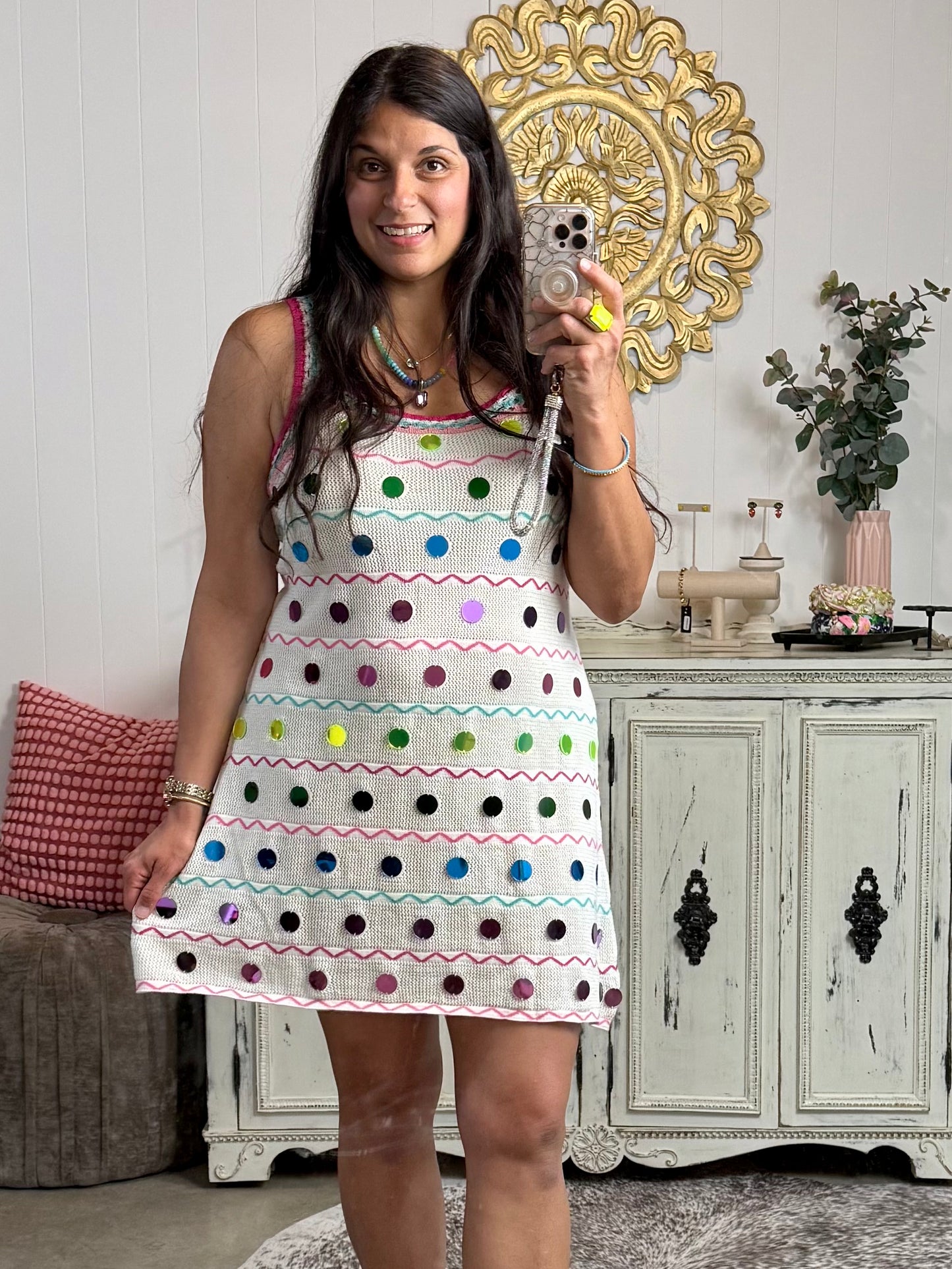 Queen of Sparkles White & Rainbow Crochet Coverup