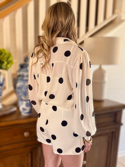 Cream and Black Polka Dot Skort