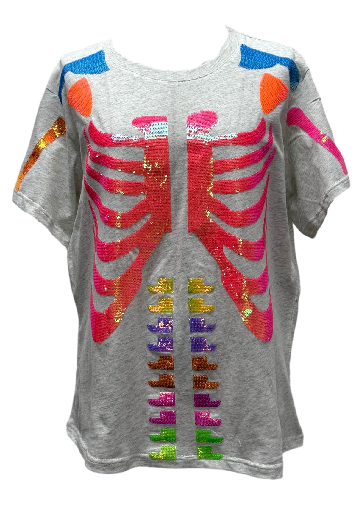 Queen of Sparkles Grey Multi Skeleton Tee