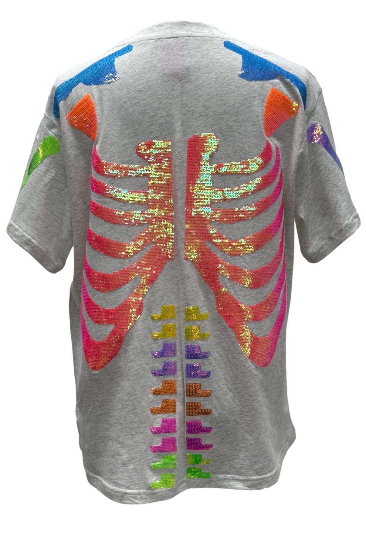 Queen of Sparkles Grey Multi Skeleton Tee