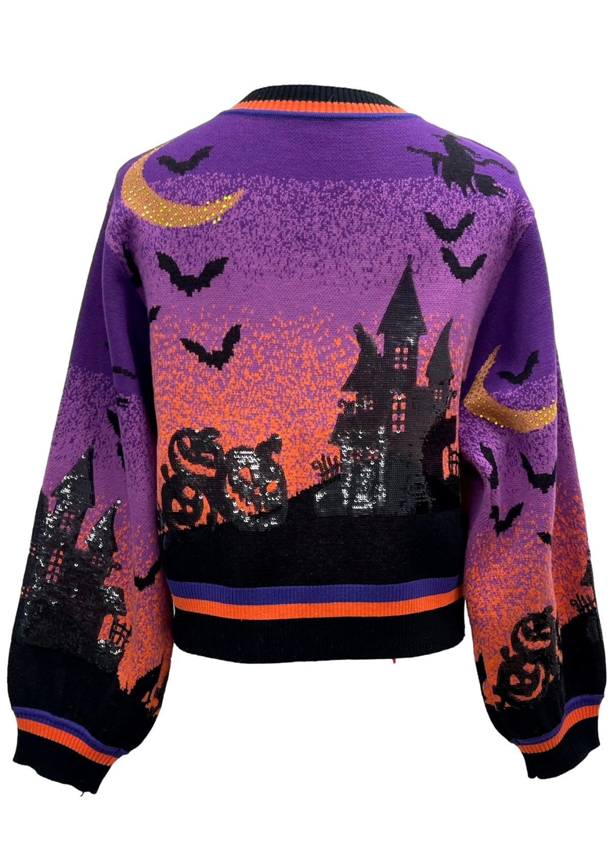 Queen of Sparkles Purple Halloween Scene Cardigan