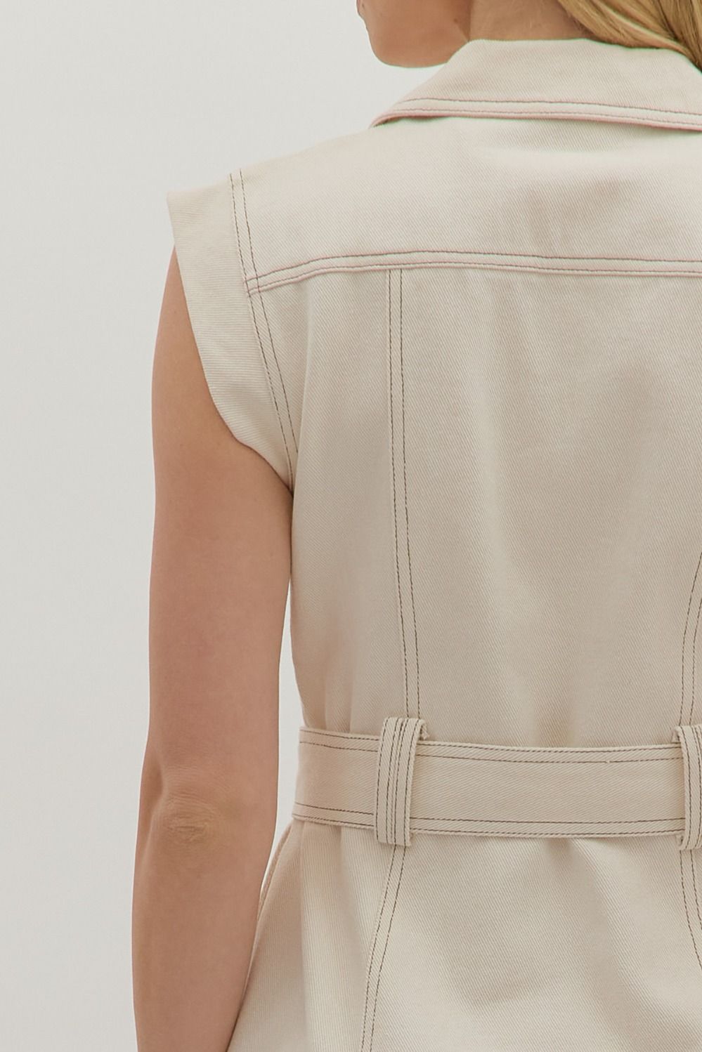 Solid Sleeveless Belted Mini Dress