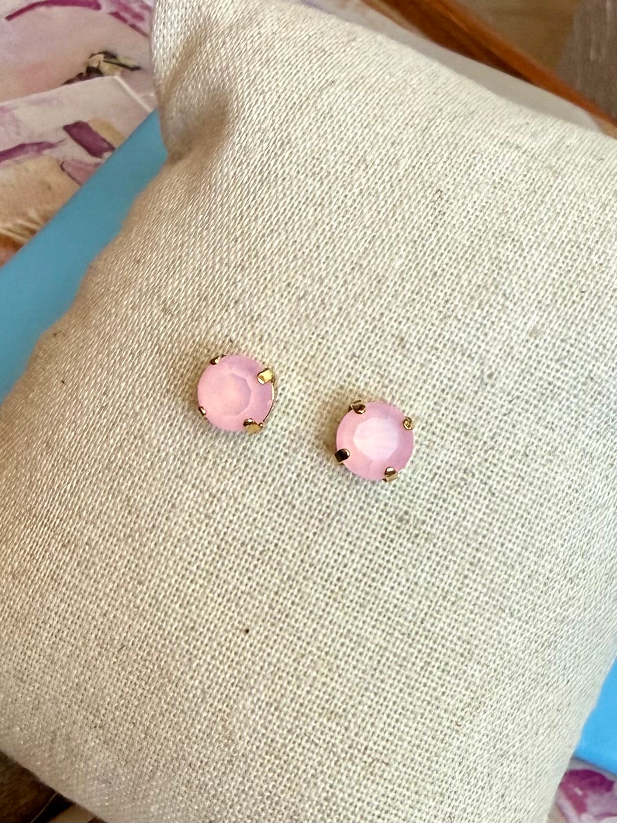 Oakland Stud Earrings in Petal Pink Opal TOVA