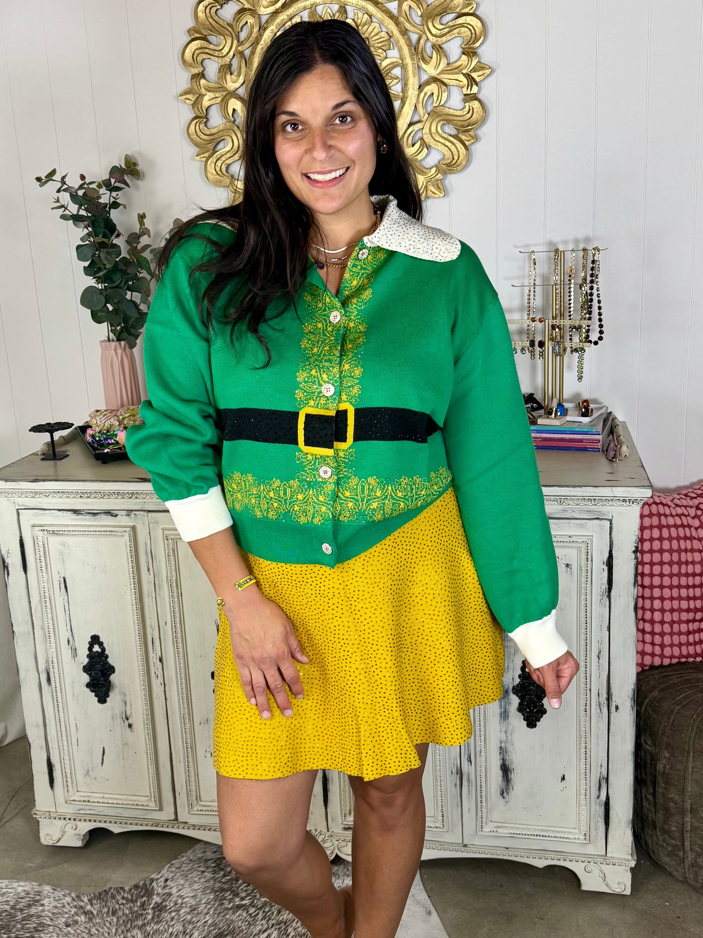 Queen of Sparkles Green Elf Sweater