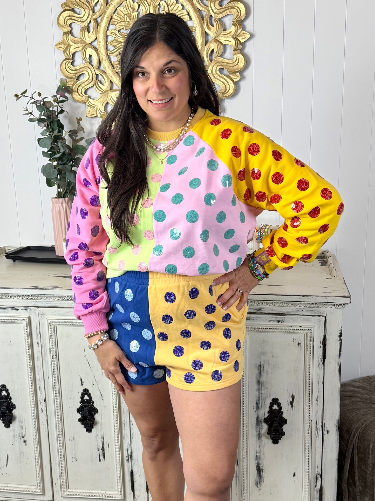 Queen of Sparkles Multi Colorblock Sweatshirt