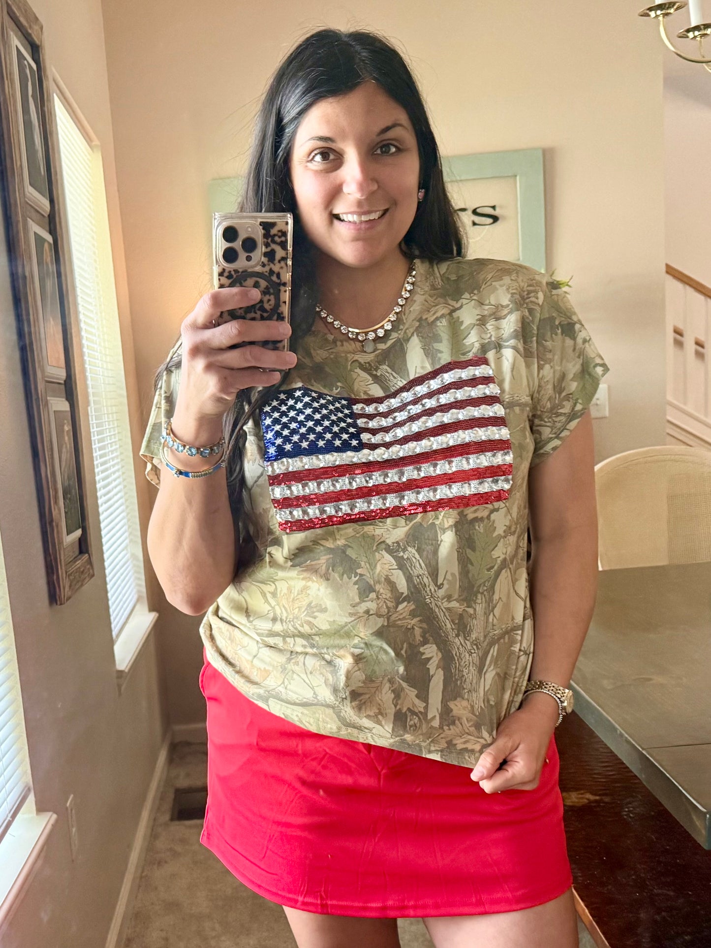 Queen of Sparkles X Denash Apparel Exclusive Camo and USA Flag Tee