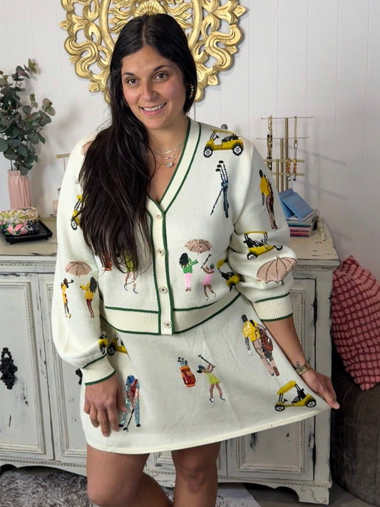 Queen of Sparkles White Golf Icon Cardigan
