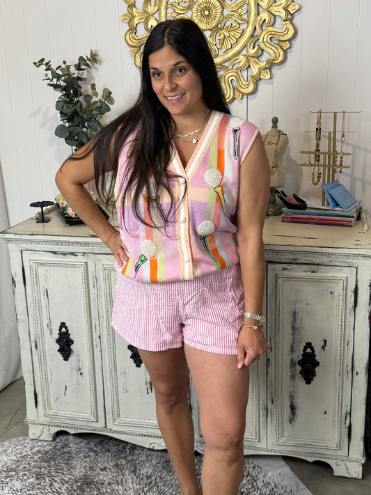 Queen of Sparkles Plaid Golf Sweater Vest