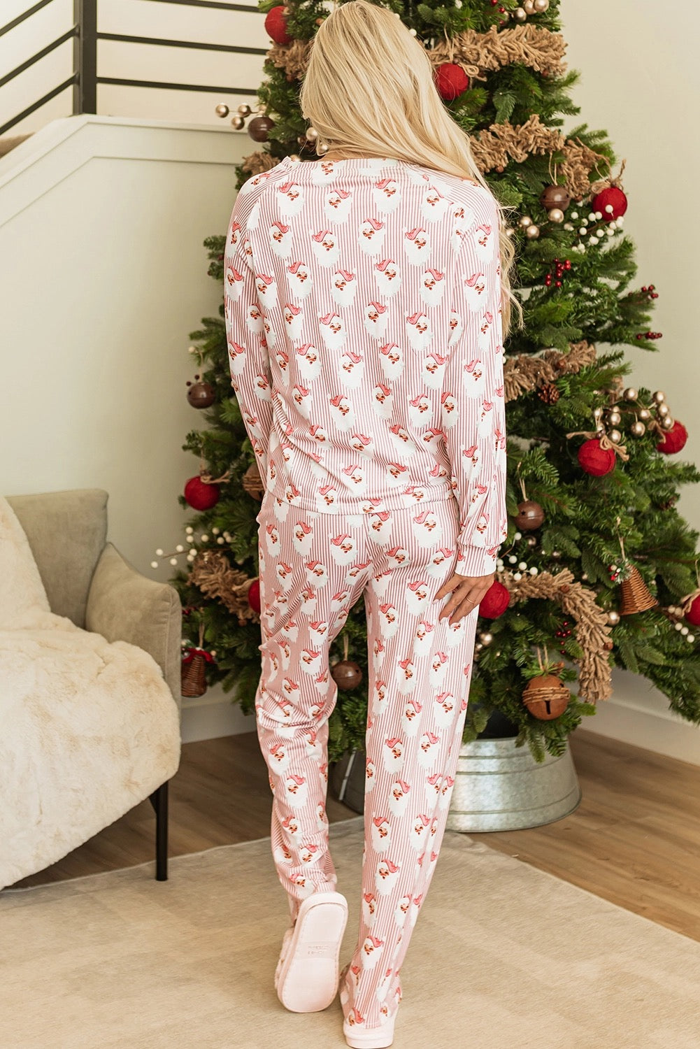Striped Santa Pajama Lounge Set
