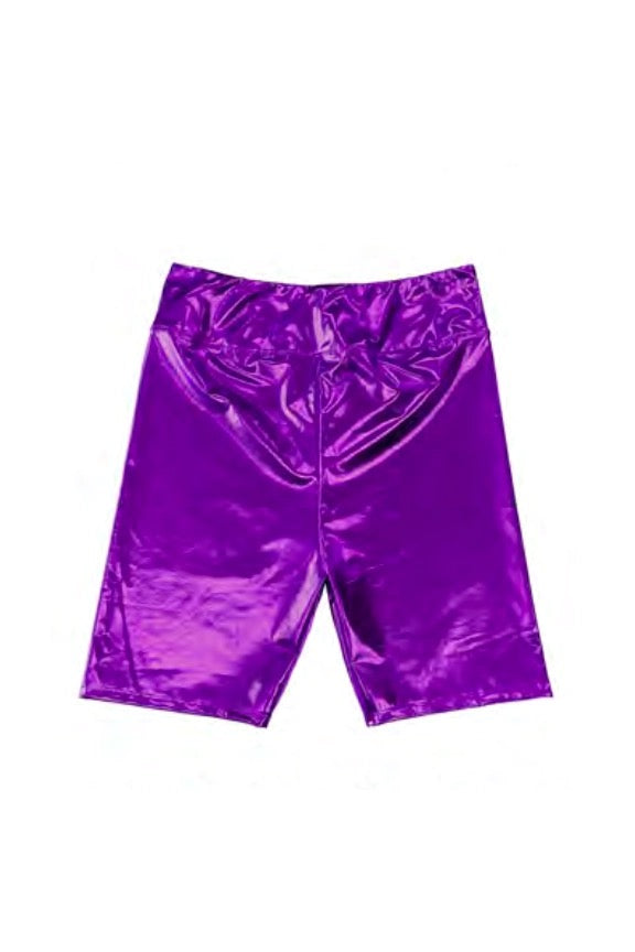 Metallic Purple Biker Shorts