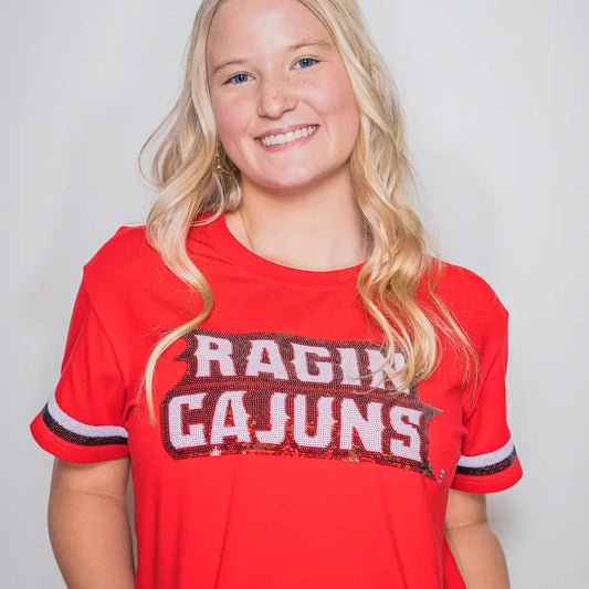 Licensed University of Louisiana Ragin Cajun Sequin Tee