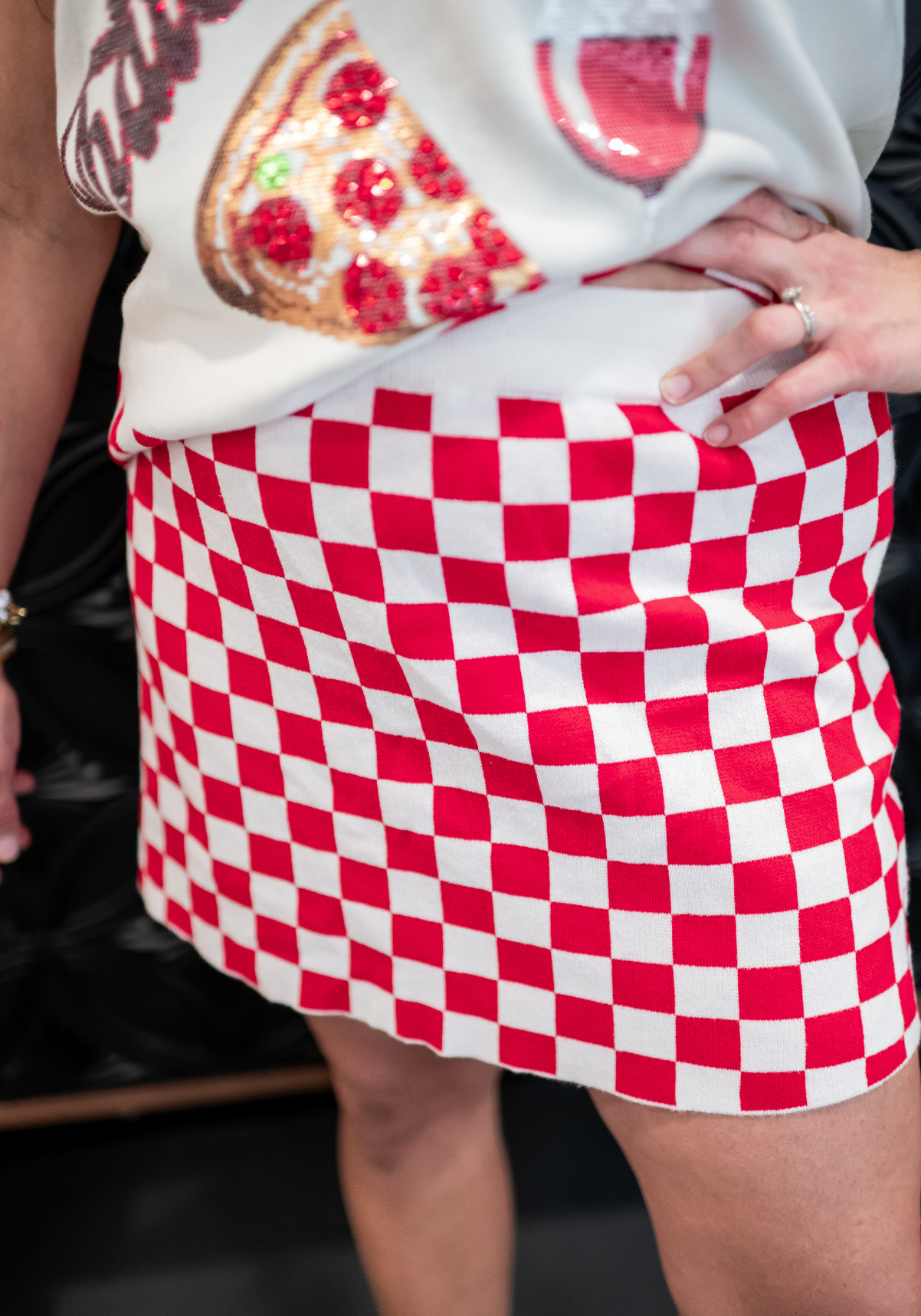Queen of Sparkles Red & White Checkered Skirt