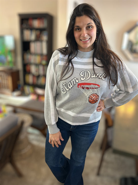 Queen of Sparkles Grey & White Slam Dunk Sweater