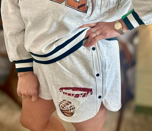 Queen of Sparkles Grey Snap Side Basketball Hoop Shorts