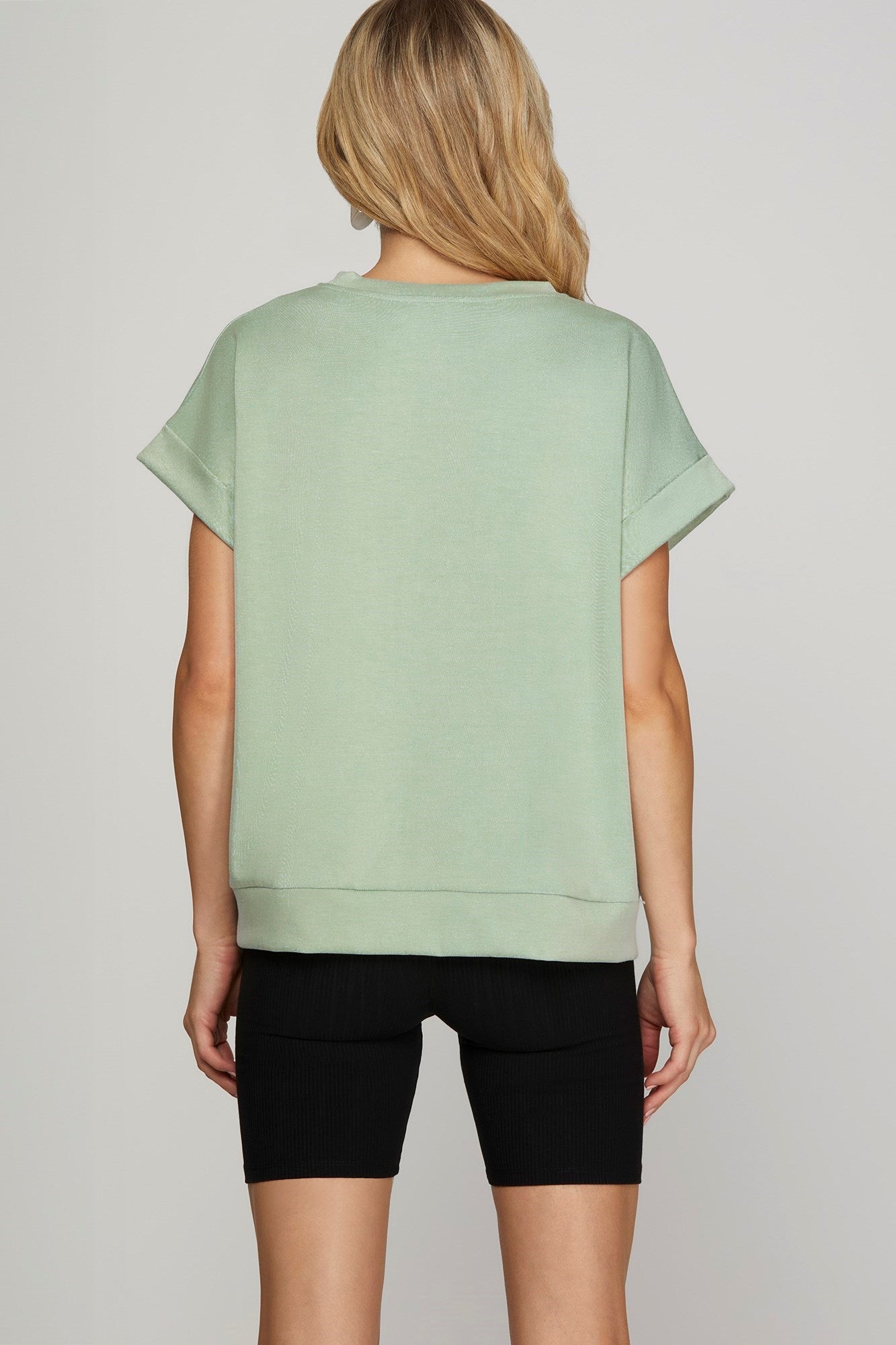 Light Slate Drop Shoulder Knit Top