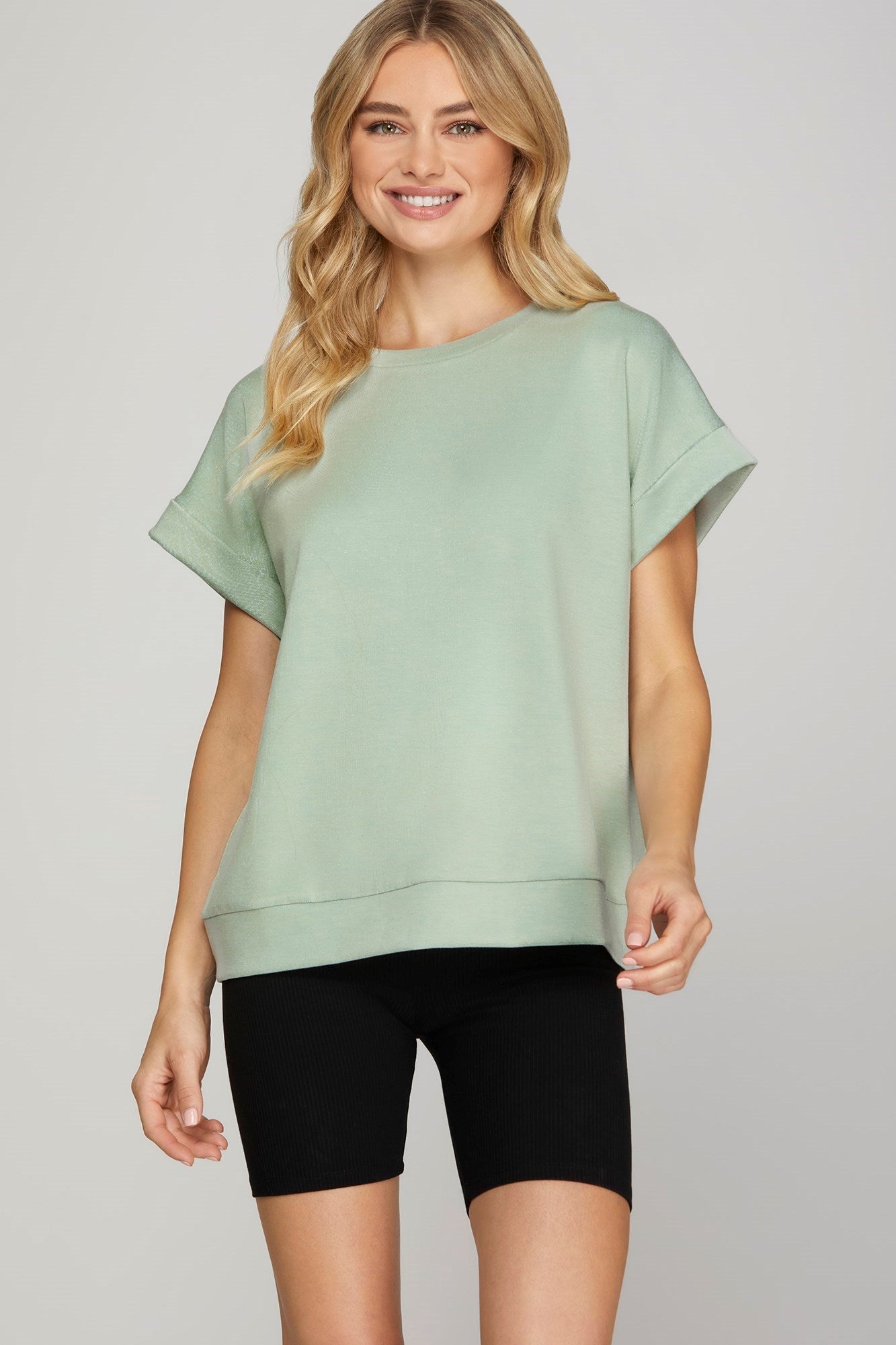 Light Slate Drop Shoulder Knit Top