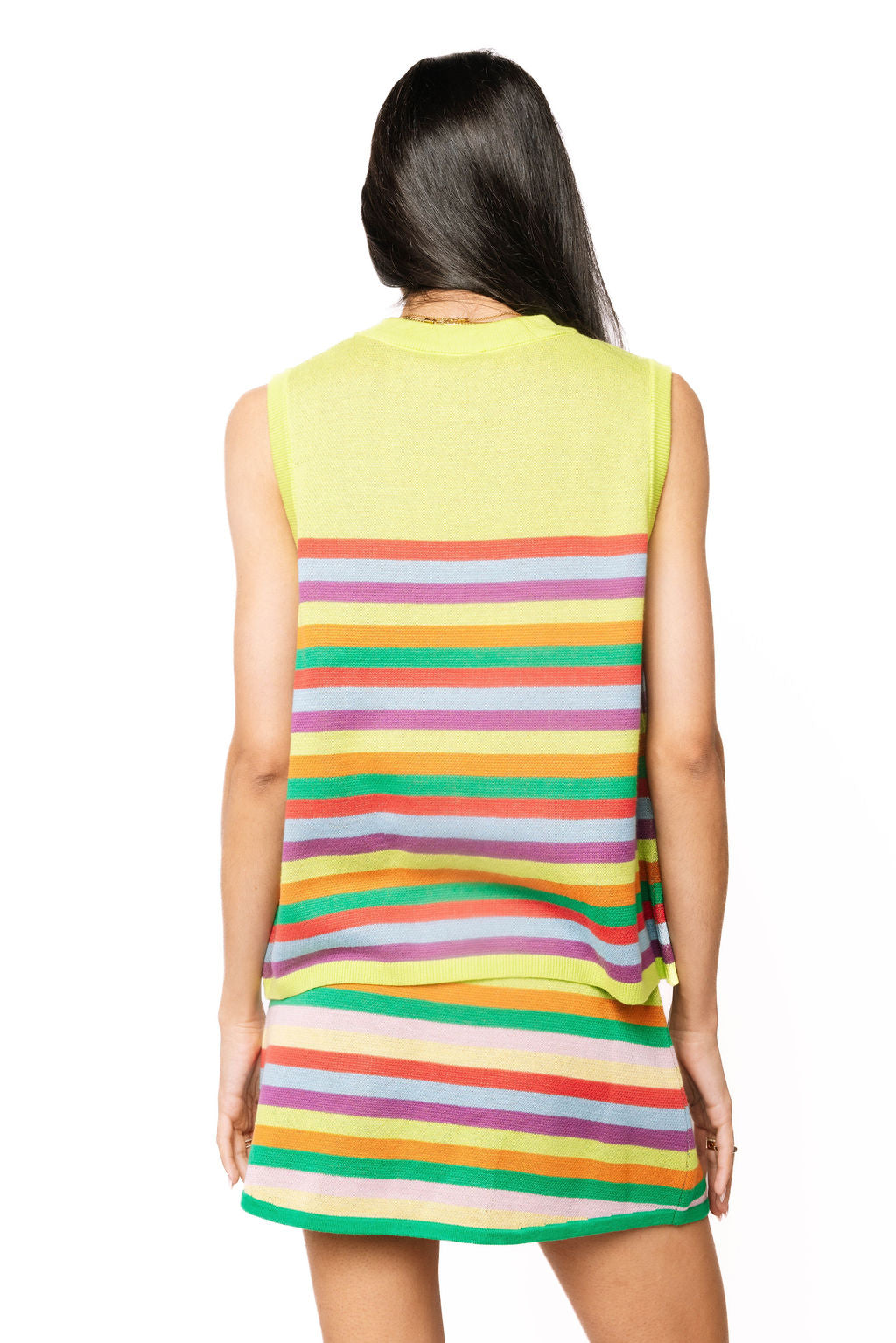 Queen of Sparkles Green Rainbow Striped Santa Claus Knit Tank