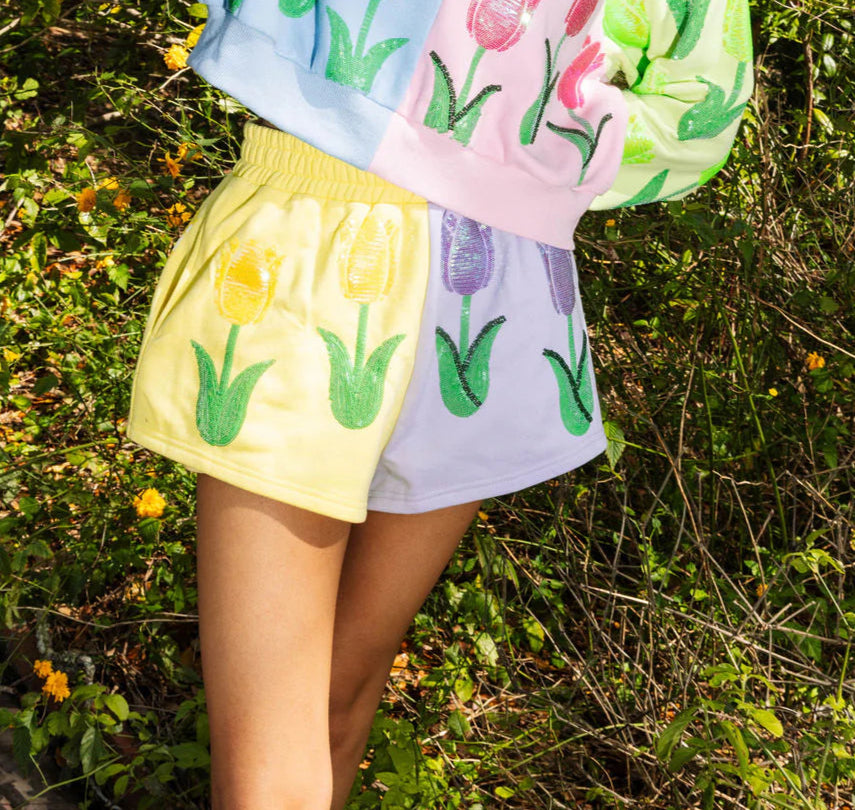 Queen of Sparkles Neon Colorblock Tulip Shorts