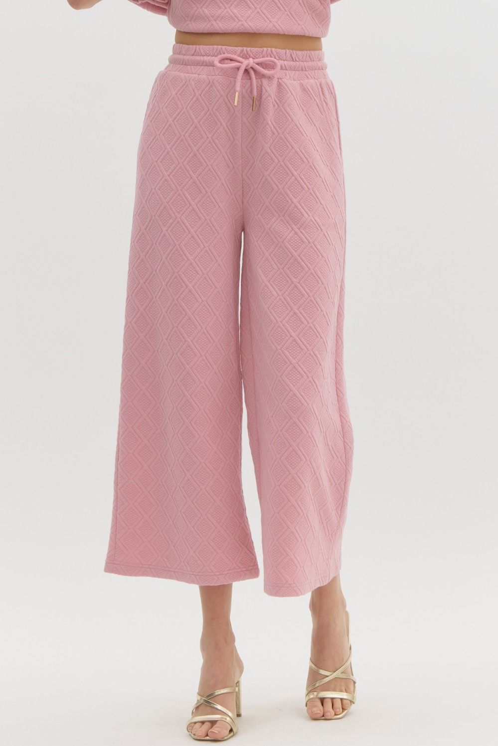 Pink Diamond Textured Pants