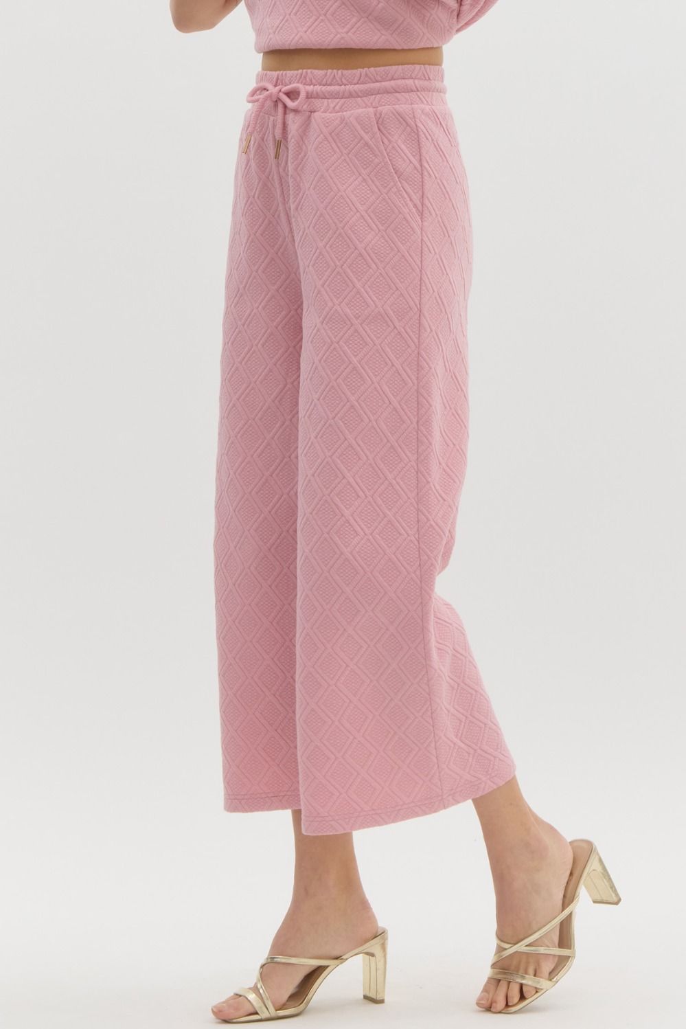 Pink Diamond Textured Pants