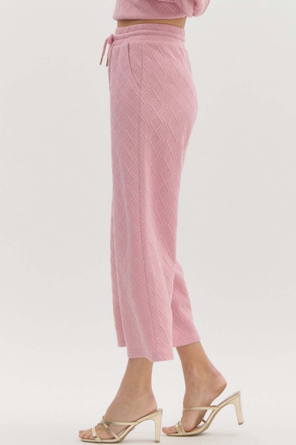 Pink Diamond Textured Pants