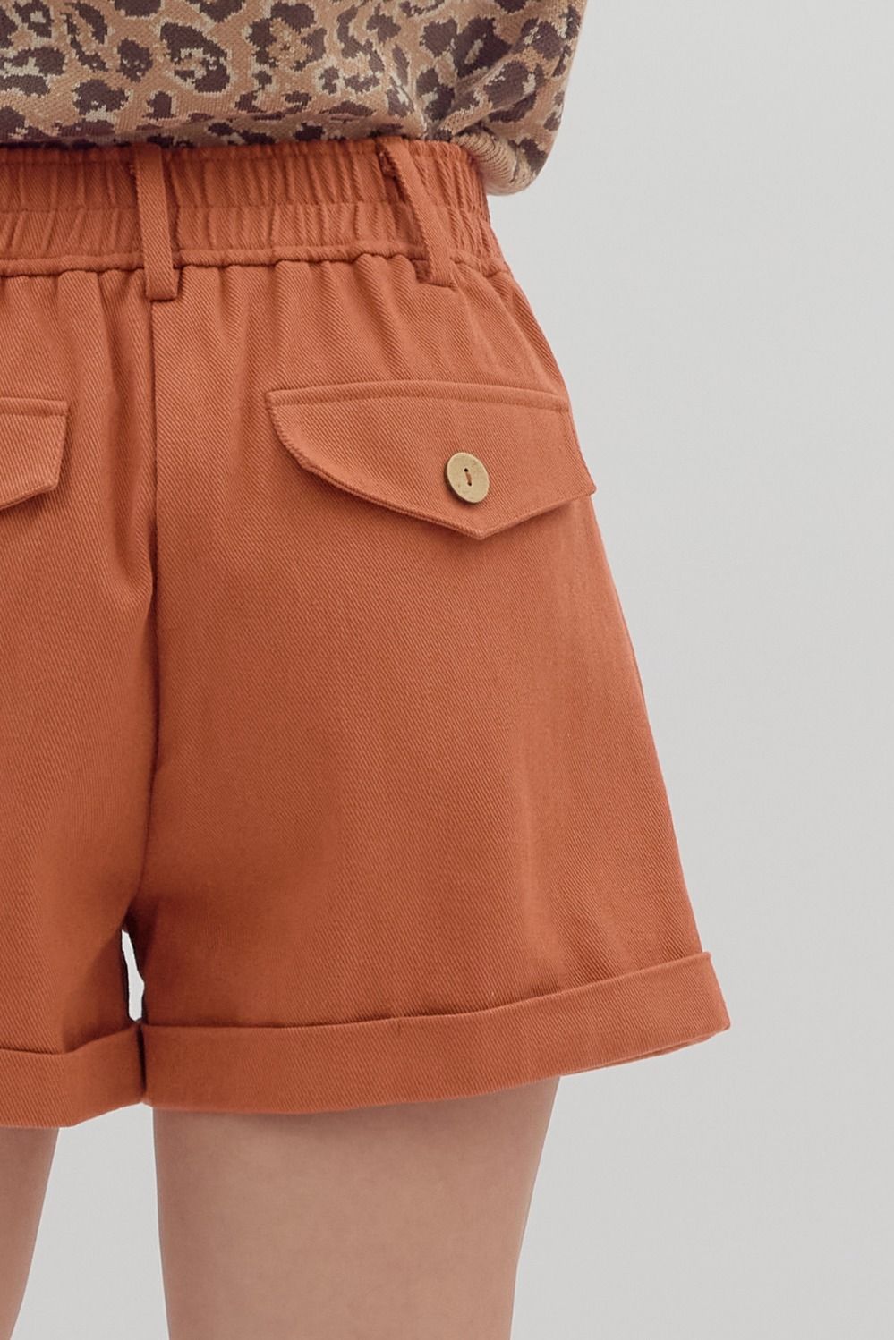 Terracotta Colored Cuff Shorts