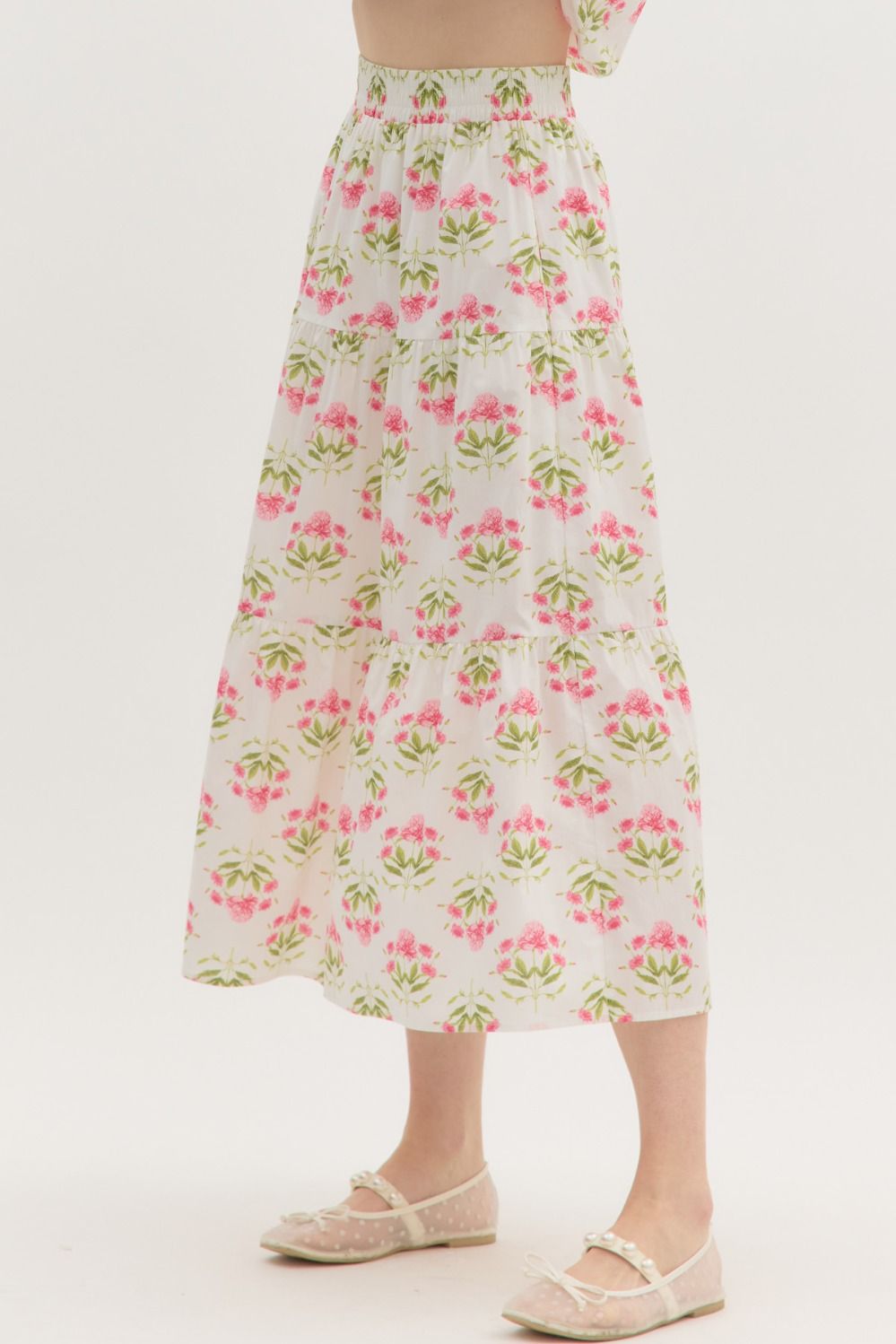 Floral High Waist Midi Skirt