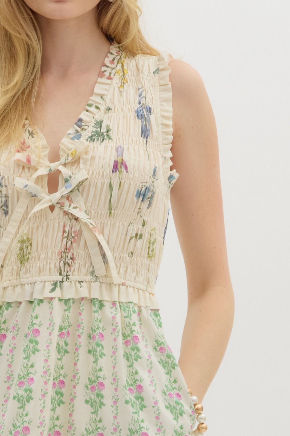 Smocked Floral Midi Dress