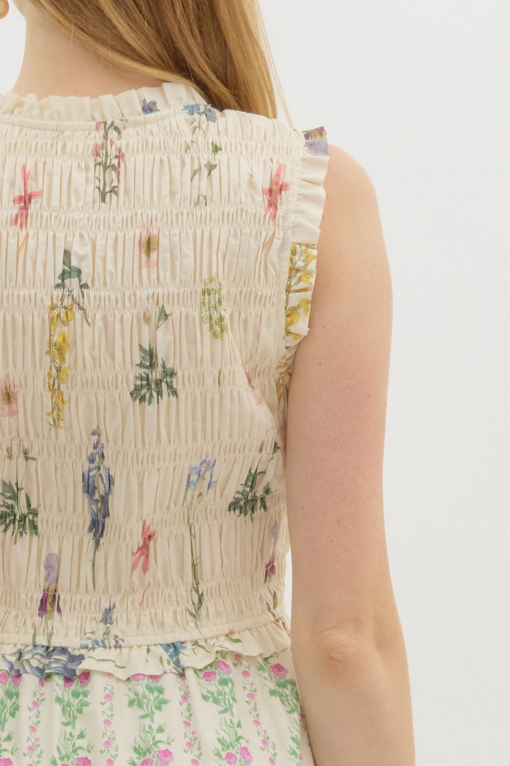 Smocked Floral Midi Dress