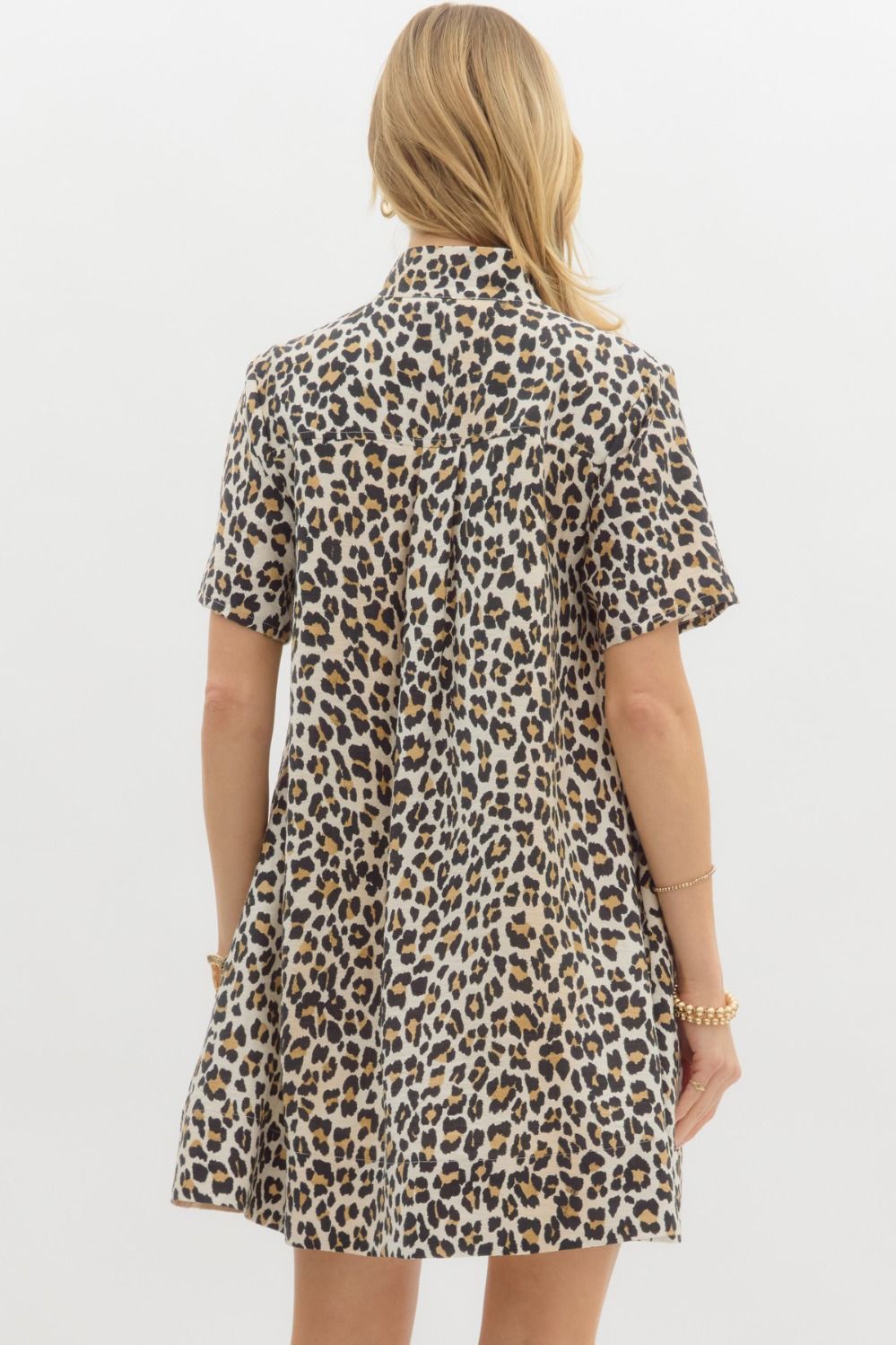 Leopard Print Short Sleeve Pullover Dress