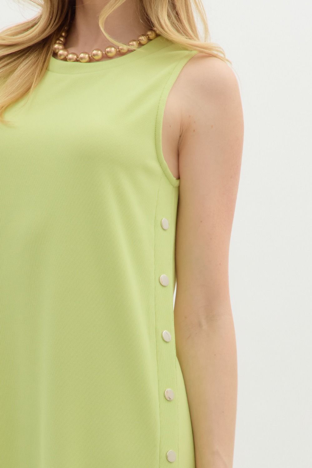 Solid Rib Textured Lime Midi Dress