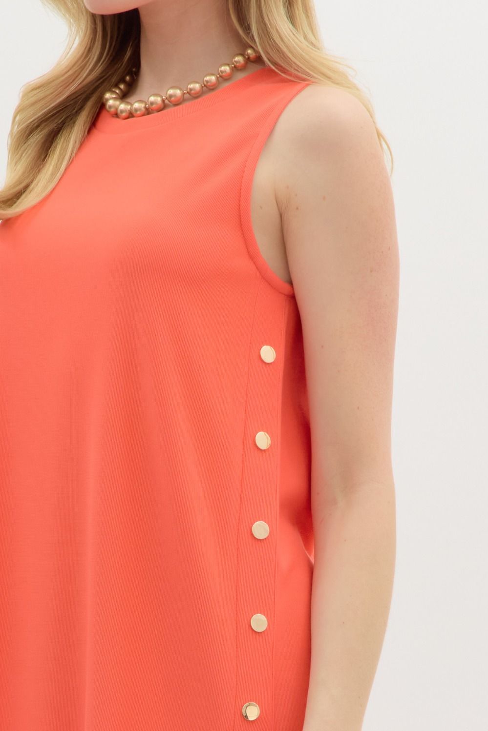 Solid Rib Textured Orange Red Midi Dress