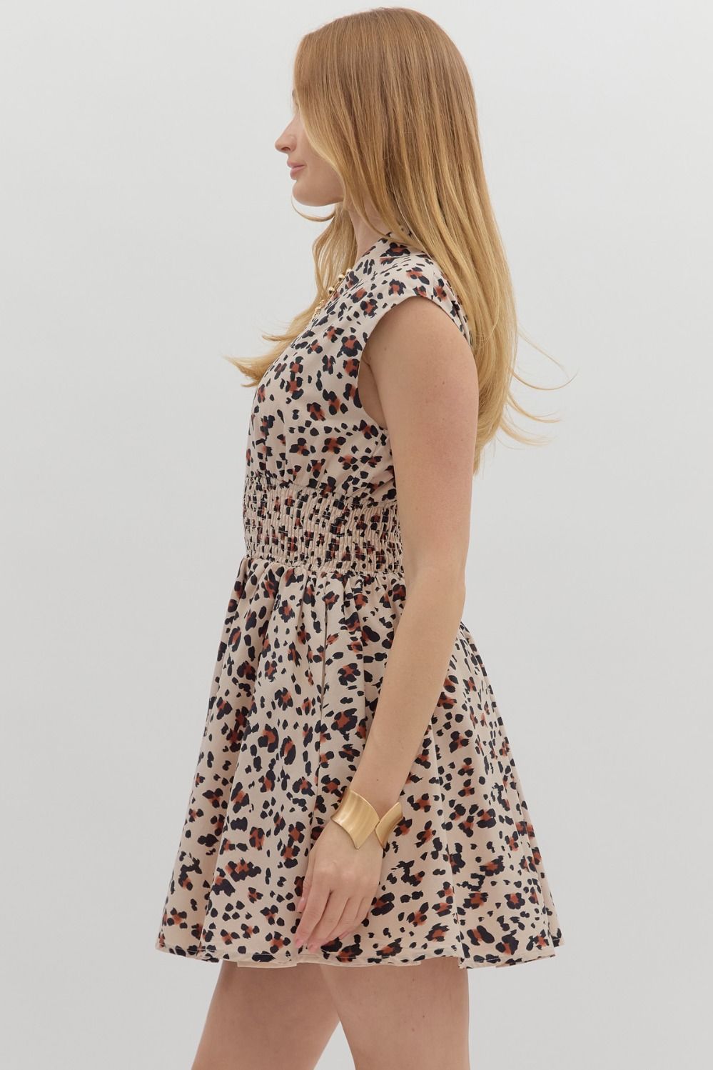 Leopard Pattern V Neck Dress