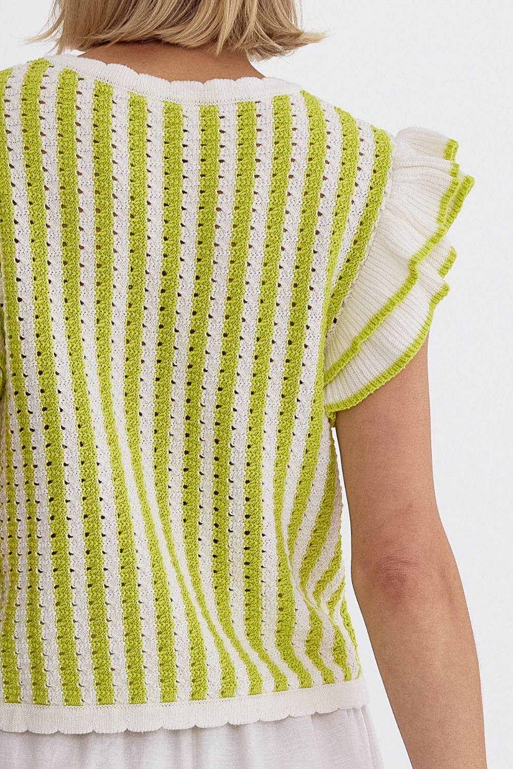 Lime Striped Knit Top