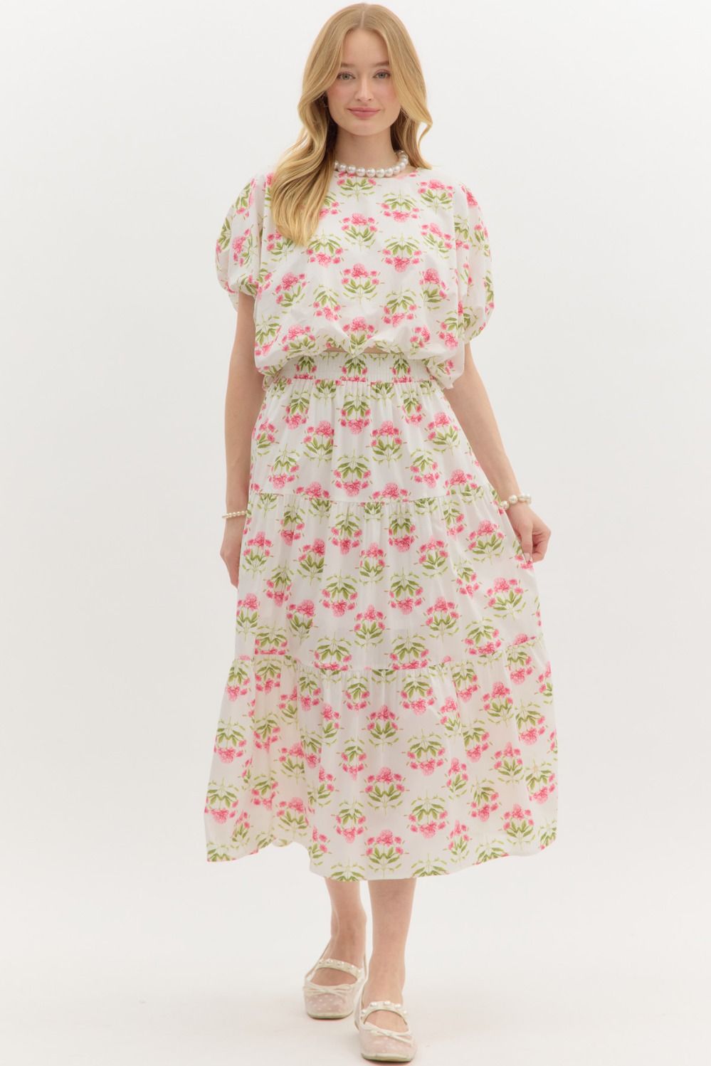 Floral Waist Hem Bubble Top