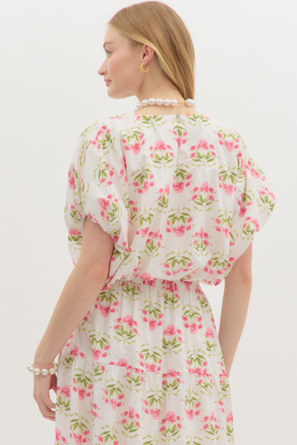 Floral Waist Hem Bubble Top