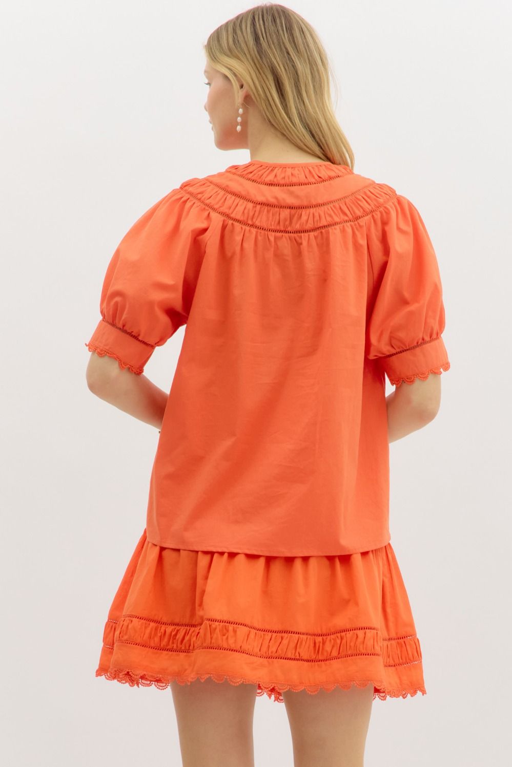 Orange Round Neck Tie Top