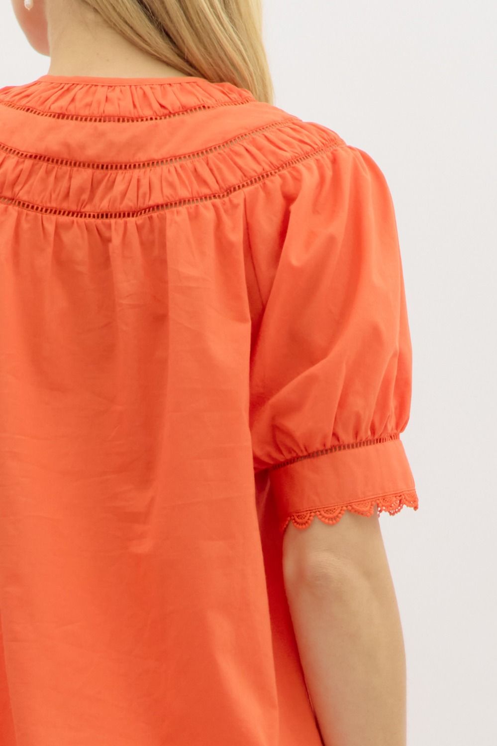 Orange Round Neck Tie Top
