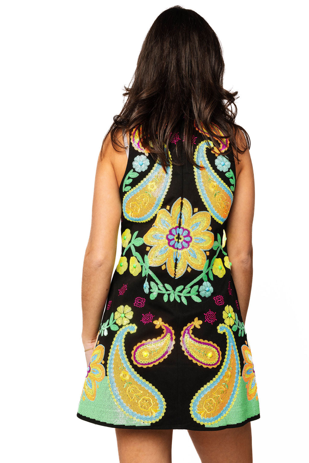 Queen of Sparkles Black & Neon Paisley Tank Dress