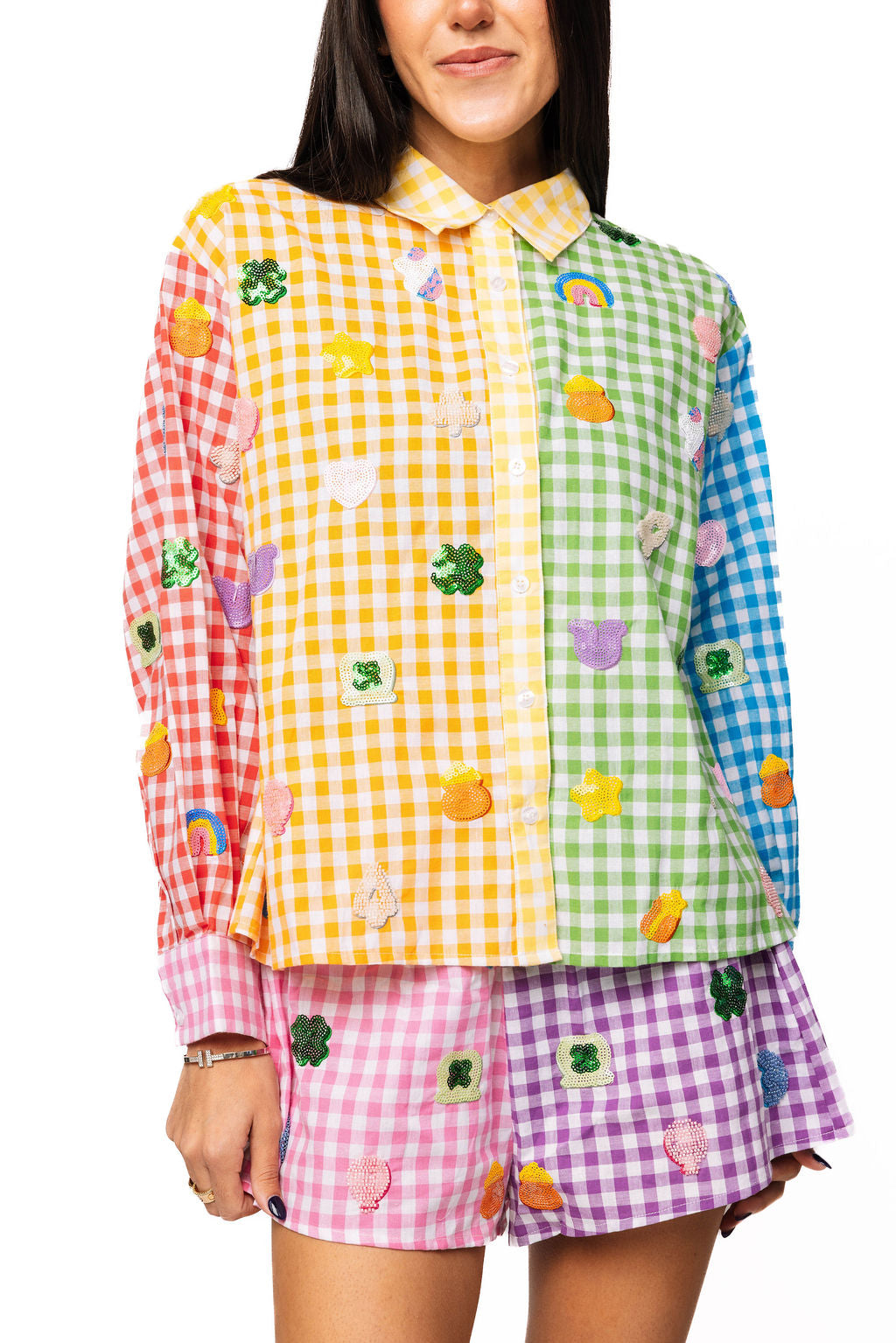 Queen of Sparkles Rainbow Gingham Lucky Charms Short