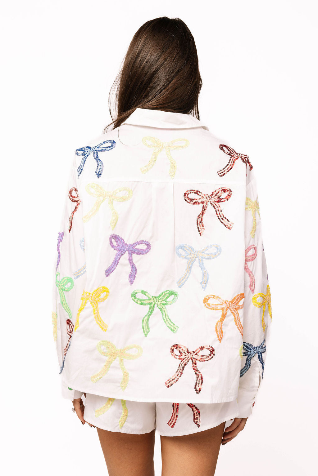 Queen of Sparkles White Multi Bow Top