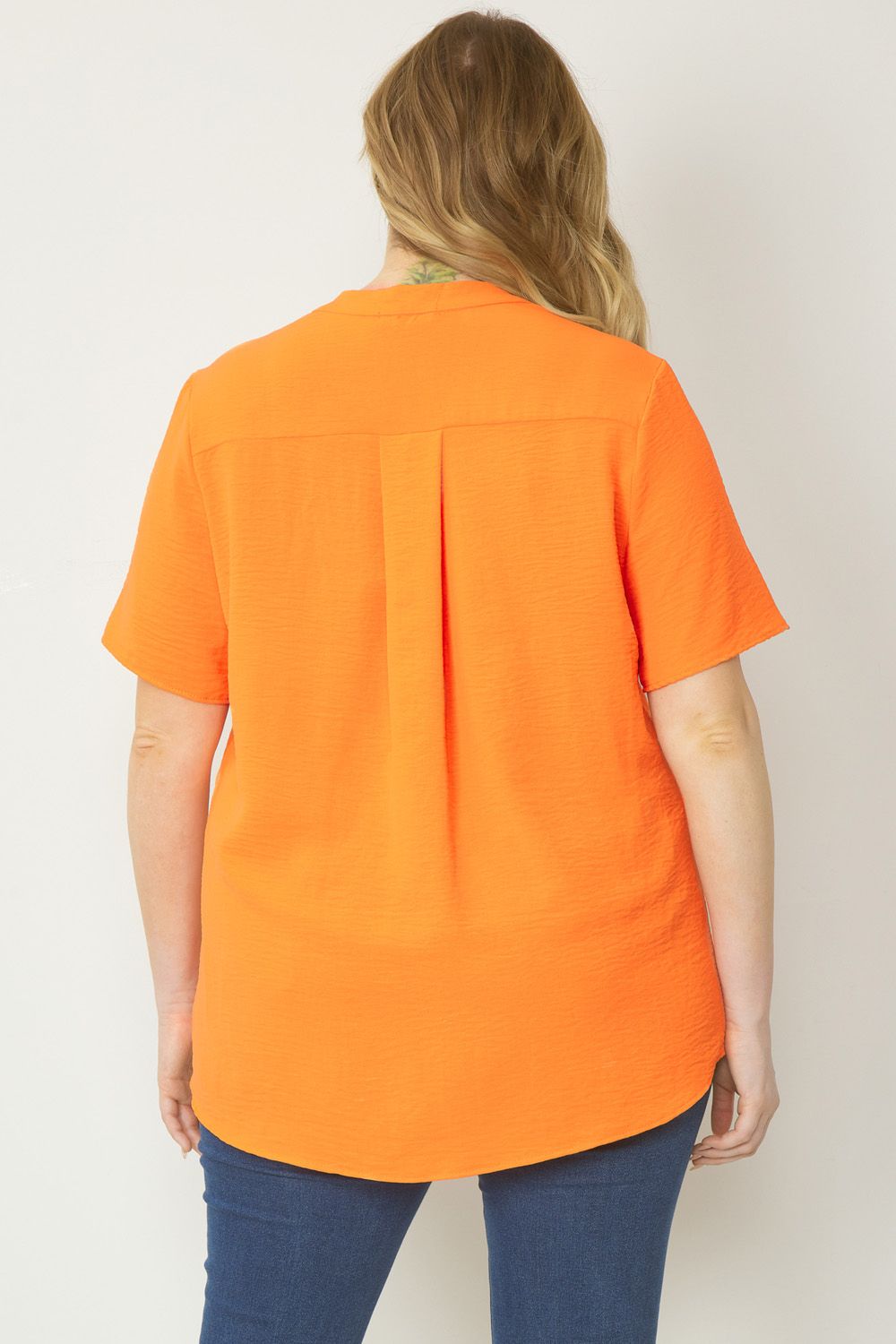 Orange Short Sleeve V-Neck Top