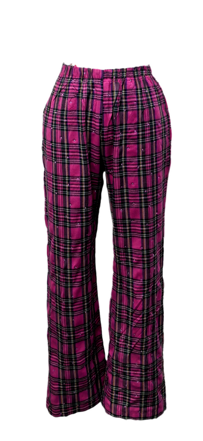 Queen of Sparkles Pink Plaid Pants