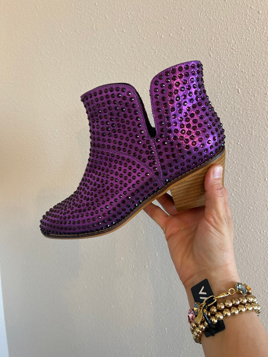 Purple Rhinestone Bootie