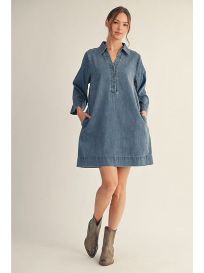 Collared Denim Dress