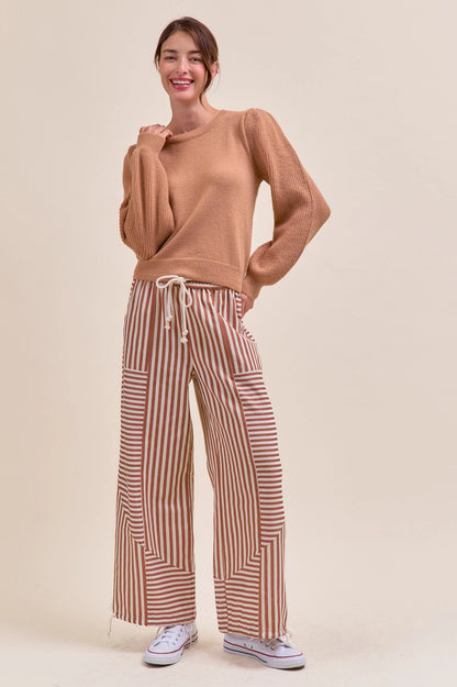 Relaxed Fit Pecan Stripe Pants